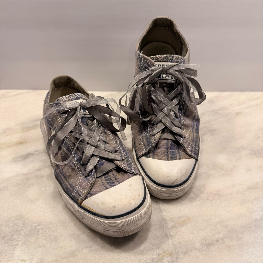 Vintage Converse One Star Gray Plaid, sz 9.5